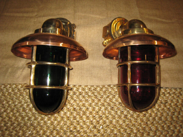 LARGE Bronze 90 degree passageway nauitcal ship lights - PAIR Port/Starboard